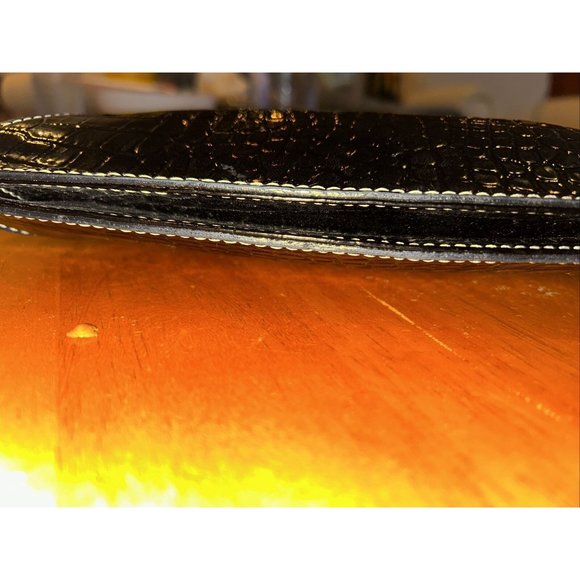 Vintage Liz Claiborne Accessories Black Shoulder Bag 90s Y2K Croc Emboss Texture - Picture 3 of 13